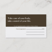 刺鍼術の名刺のアポイントメントカード 予約カード (裏面)