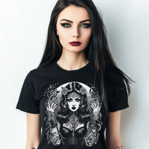刺青されたゴシック様式の女性 Tシャツ