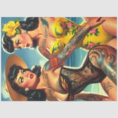 刺青されたヴィンテージビーチのピンアップ 薄葉紙 (正面)