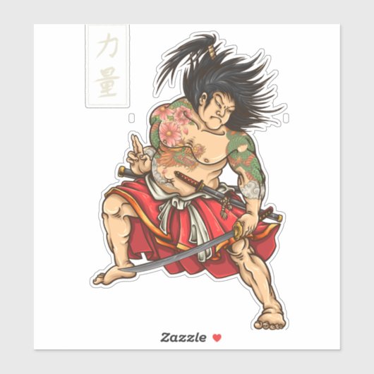 刺青された侍の刀 シール (シート)