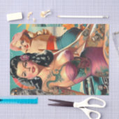 刺青された夏のピンアップコラージュ 薄葉紙 (クラフト)