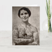 刺青された女性のヴィンテージ写真グリーティングカード カード (正面)