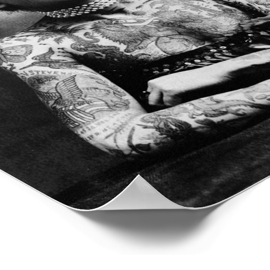 刺青された女性のヴィンテージ ポスター (角)