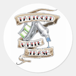 刺青された白ごみシール ラウンドシール