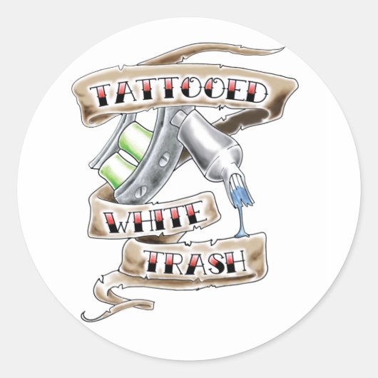 刺青された白ごみシール ラウンドシール (正面)