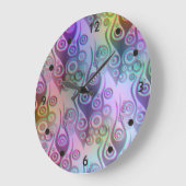 刺青の炎と円のパターン+背景 ラージ壁時計 (傾斜)