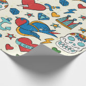 刺青の継ぎ目のない模様。  ラッピングペーパー (角)