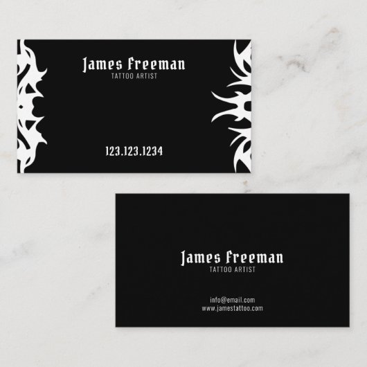 刺青シンプル黒部族の暗い刺青アーティスト 名刺 (正面/裏面)