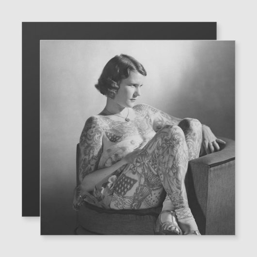 刺青セーラーガールヴィンテージB&W磁気カード (正面/裏面)