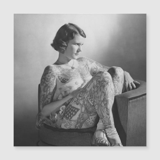 刺青セーラーガールヴィンテージB&W磁気カード (正面)