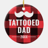刺青パパパーソナライズされた口ひげ髭の男 セラミックオーナメント (裏面)