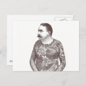 刺青ビクトリアン男と口ひげ ポストカード (正面/裏面)