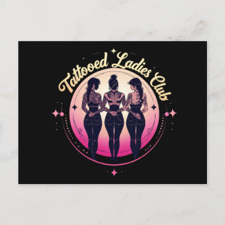 刺青レディースクラブ、黒い服を着た ポストカード