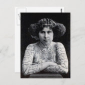 刺青レディースヴィンテージブラック&ホワイト写真ポストカ ポストカード (正面/裏面)