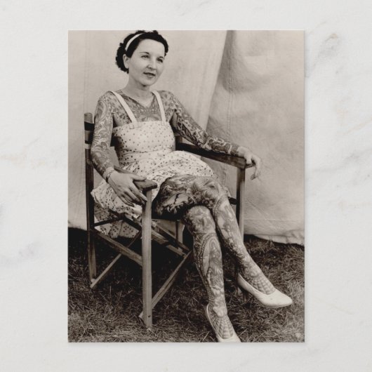 刺青レディースヴィンテージ黒白 ポストカード (正面)