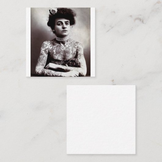 刺青レディーマウードワーグナー1907ヴィンテージ スクエア名刺 (正面/裏面)