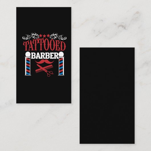 刺青付き理容師のはさみ付きヘアカッターの刺青 名刺 (正面/裏面)