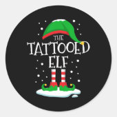 刺青小妖精や小人クリスマスファミリーマッチングクリスマスTa ラウンドシール (正面)