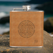 刻まれたケルト結び目模様フェイクレザーアイリッシュ包まれたお尻 フラスク