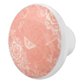 刻まれたバラ、蝶とトンボ セラミックノブ (右)