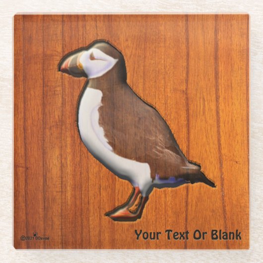 刻まれた大西洋のパフィン飲料用コースター ガラスコースター (正面)