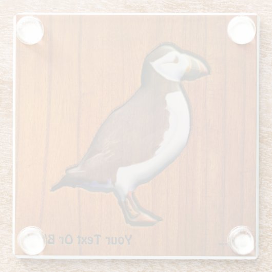 刻まれた大西洋のパフィン飲料用コースター ガラスコースター (裏面)