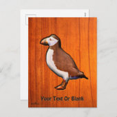 刻まれた大西洋のパフィン シーズンポストカード (正面/裏面)