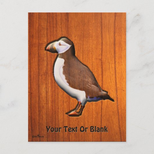 刻まれた大西洋のパフィン シーズンポストカード (正面)