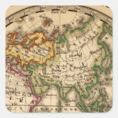 刻まれた東半球の地図 スクエアシール (正面)