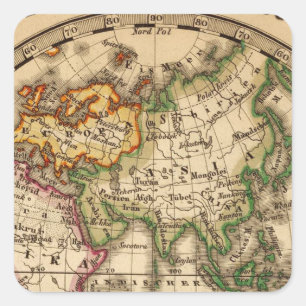 刻まれた東半球の地図 スクエアシール