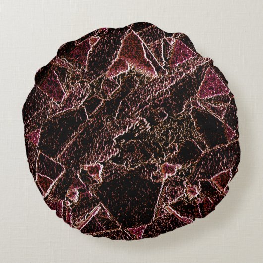 刻まれた茶色の岩のスタイルのテクスチャ ラウンドクッション (裏面)