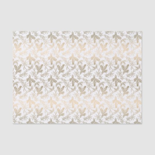 刻まれた金ゴールドのヒイラギ、ミスタントウと松の枝 薄葉紙 (正面)