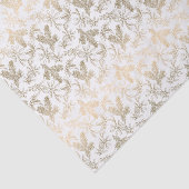 刻まれた金ゴールドのヒイラギ、ミスタントウと松の枝 薄葉紙 (詳細)