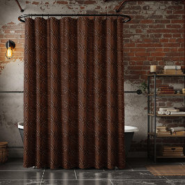 刻まれた革の茶色のシームレスなパターン シャワーカーテン