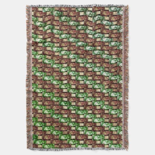 刻まれて斑点のある茶色の緑の長方形の部分 スローブランケット (正面縦)