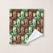 刻まれて斑点のある茶色の緑の長方形の部分 バスタオルセット (ウォッシュタオル)