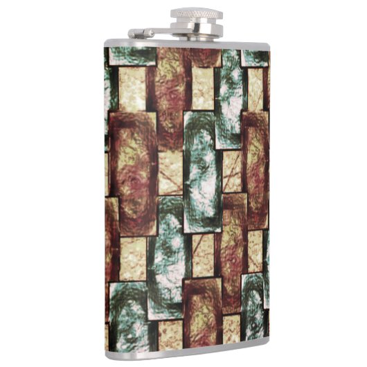 刻まれて斑点のある茶色の緑の長方形の部分 フラスク (右)