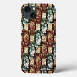 刻まれて斑点のある茶色の緑の長方形の部分 iPhone 13ケース