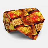刻まれて染色された茶色のオレンジ色の長方形のプレート ネクタイ (ロール)