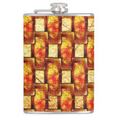 刻まれて染色された茶色のオレンジ色の長方形のプレート フラスク (正面)