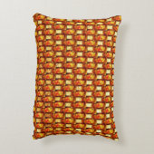 刻まれて汚れたオレンジ色の茶色のプレート アクセントクッション (裏面(縦))