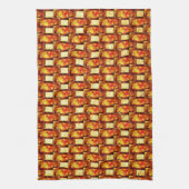 刻まれて汚れたオレンジ色の茶色のプレート キッチンタオル (縦)