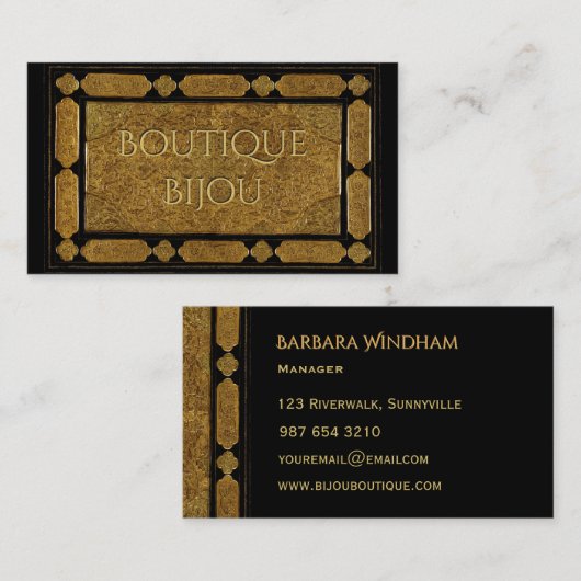 刻まれるエレガントな金ゴールド 名刺 (正面/裏面)