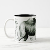刻まれる動物および花の勉強 ツートーンマグカップ (左)