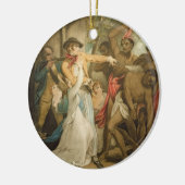 刻まれる野蛮人によって攻撃される解決家族 セラミックオーナメント (左)