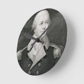 刻まれるMajor General Nathaniel Greene (1742-86年) ラウンド壁時計 (傾斜)