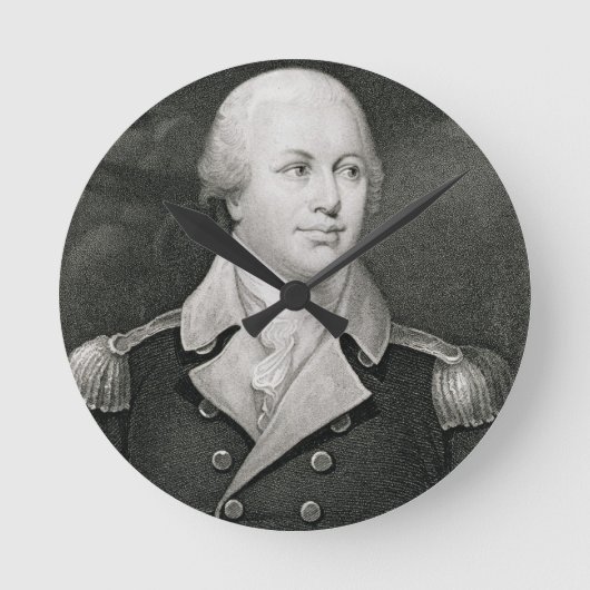 刻まれるMajor General Nathaniel Greene (1742-86年) ラウンド壁時計 (正面)
