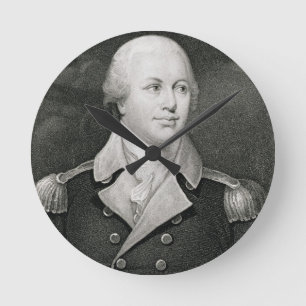刻まれるMajor General Nathaniel Greene (1742-86年) ラウンド壁時計