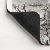 刻む火のまわりで祈っているインディアン マウスパッド (コーナー)