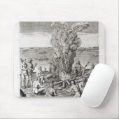 刻む火のまわりで祈っているインディアン マウスパッド (マウス)